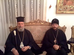 Archbishops Chrysostomos (left) and Hilarion