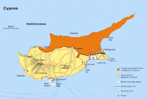 Map of divided Cyprus