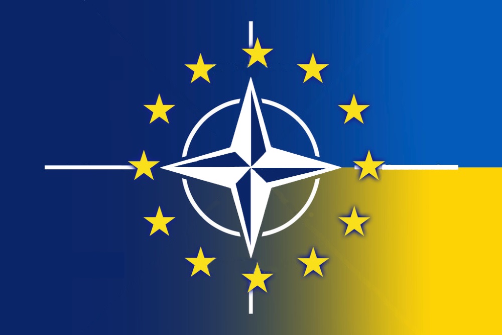 Nato, EU, and Ukraine Flag
