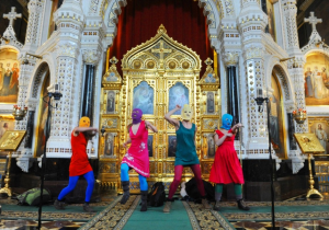 Pussy Riot desecrating Christ the Savior Cathedral in Moscow