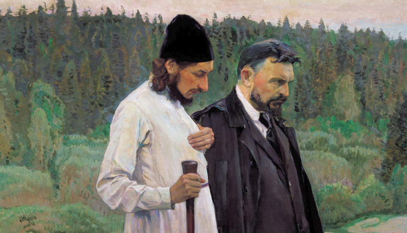 Fr. Pavel Florensky and Sergius Bulgakov (Mikhail Nesterov, 1917) <em>Click to enlarge</em>